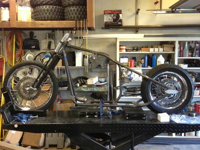 Initial Buell XB Bobber Mockup with new front end and Dyna wheels
