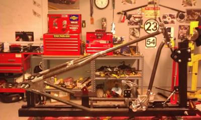 Sportster Frame in Jig